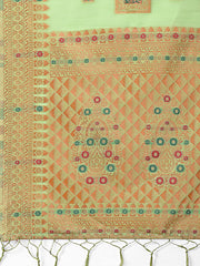 Elegant Sky Blue Linen Saree with Intricate Woven Patterns – Lightweight Grace for Everyday and Festive Moments
