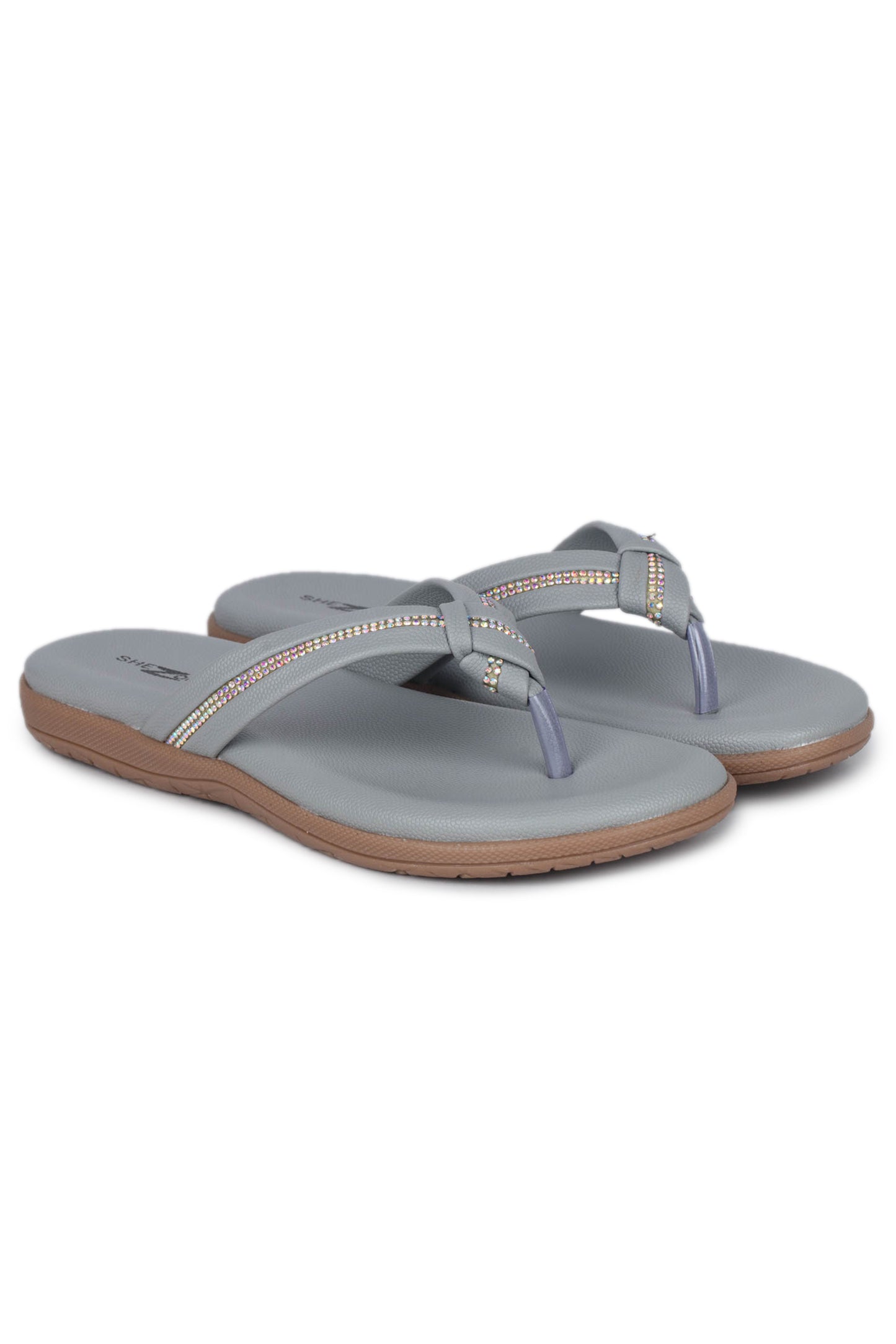 Casual Grey One Toe Flats Round Toe Slip-On Flats
