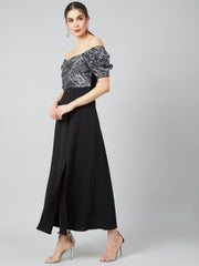 Women Black Solid Maxi Dress