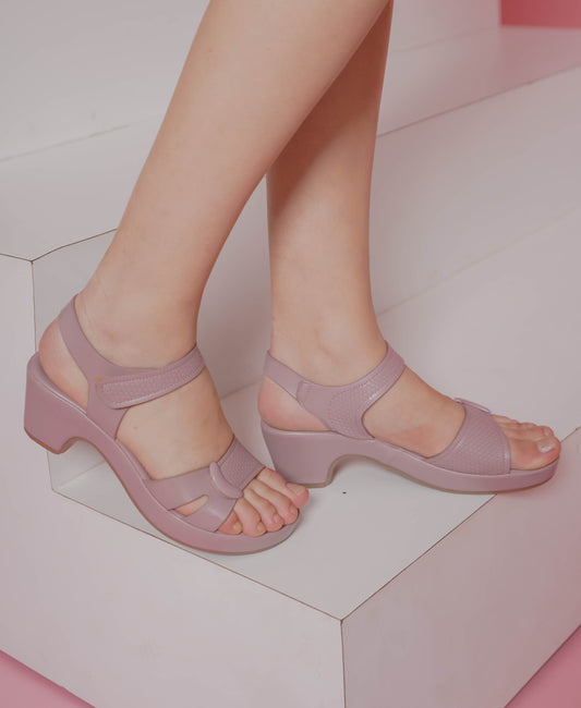 Casual Fashion Sandals 2 Inches Block Ankle Loop Round Toe Heels