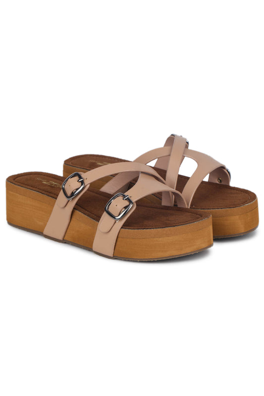 Casual Fashion Sandals 2 Inches Wedge Open Back Round Toe Heels