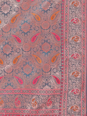 Banarasi Silk Saree with Silver Zari Border & Paisley Design - Festive Wedding Wear | Elegant Traditional Pallu | Soft Silk Finish for Women | Cultural Ethnic Saree