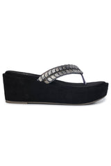 Casual Fashion Sandals 3 Inches Wedge Open Back Round Toe Heels