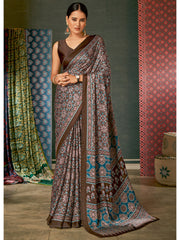 Women's Crepe DigitalPrint DesignerSaree With Blouse Piece