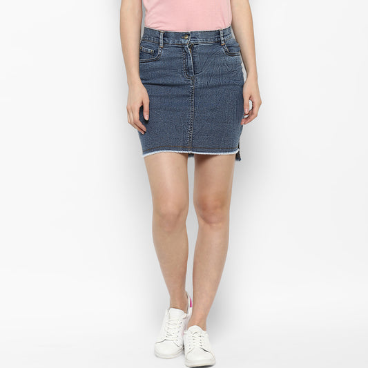 Women's Hi Lo Frayed Hemline Skirt