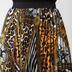 Women's Satin Printed Pleated Skirt