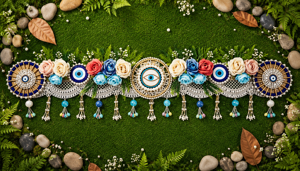Floral & Evil Eye Door Hanging- Toran