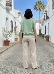 Green Floral Embroidered Top