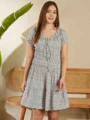 Women's Multi Colored Floral Smocked Dress