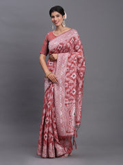 Sky Blue Linen Cotton Saree with Multicolor Elephant & Temple Motifs – Traditional Woven Pallu & Tassels