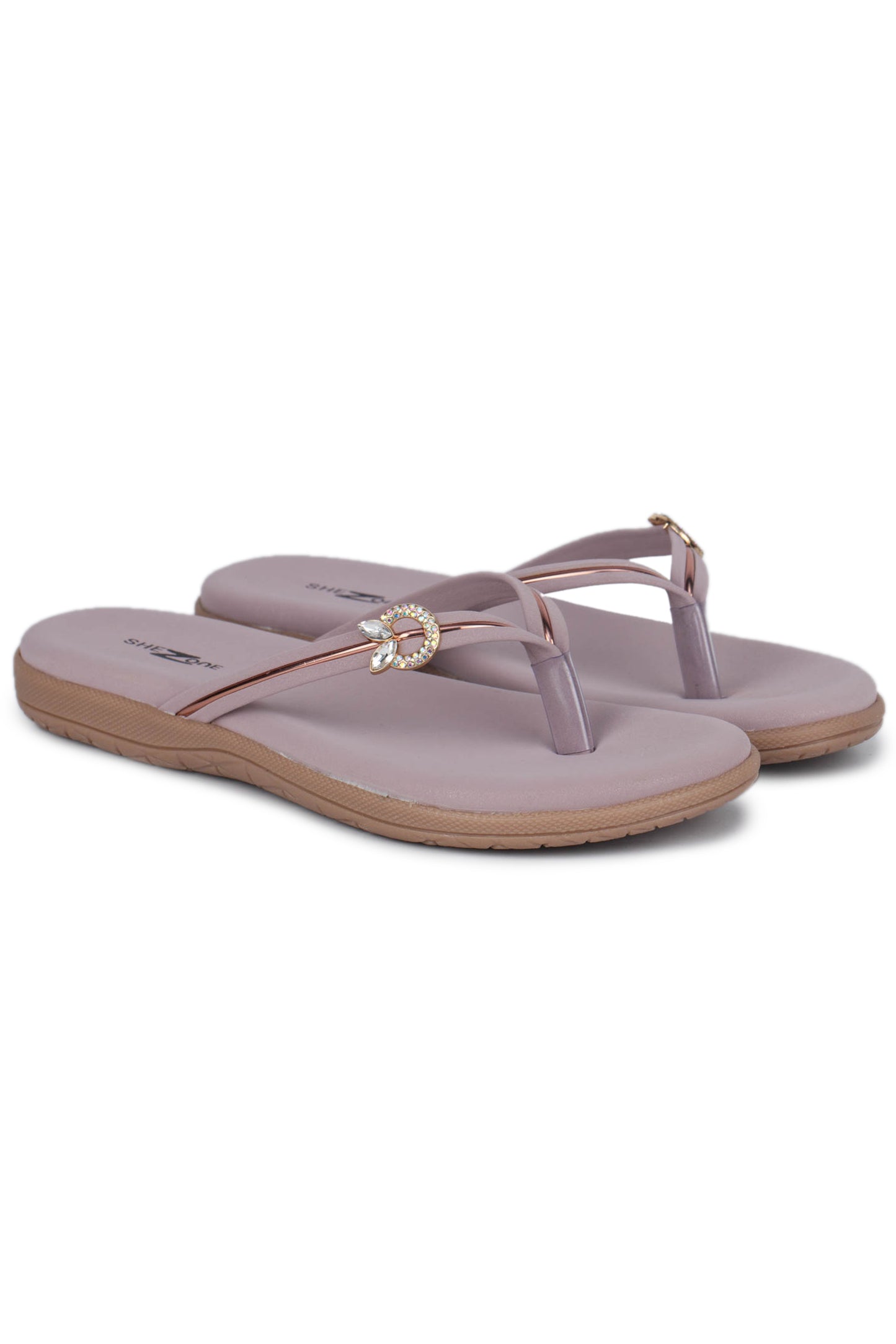 Casual Peach One Toe Flats Round Toe Slip-On Flats