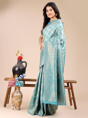 Elegant Grey and Gold Silk Saree – Graceful Artistry with Contemporary Charm