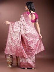 Graceful Cream & Pink Linen Cotton Saree with Rich Zari Pallu – A Touch of Royal Comfort