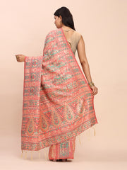 Elegant Jacquard Linen Cotton Saree with Traditional Multicolor Weave & Tassel Pallu - Festive & Casual Wear for Women