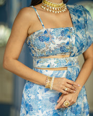 Seashell Cream Ruffle Saree with Blouse