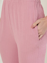 Women's Pink Self Design Co-Ord Set