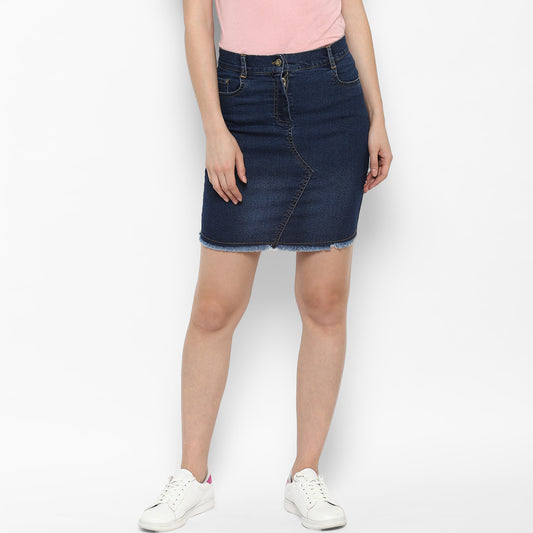 Women's Denim Skirt with Stitch Detail