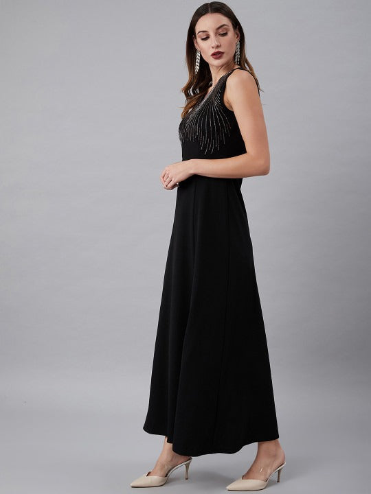 Women Black Embellished Maxi Dress