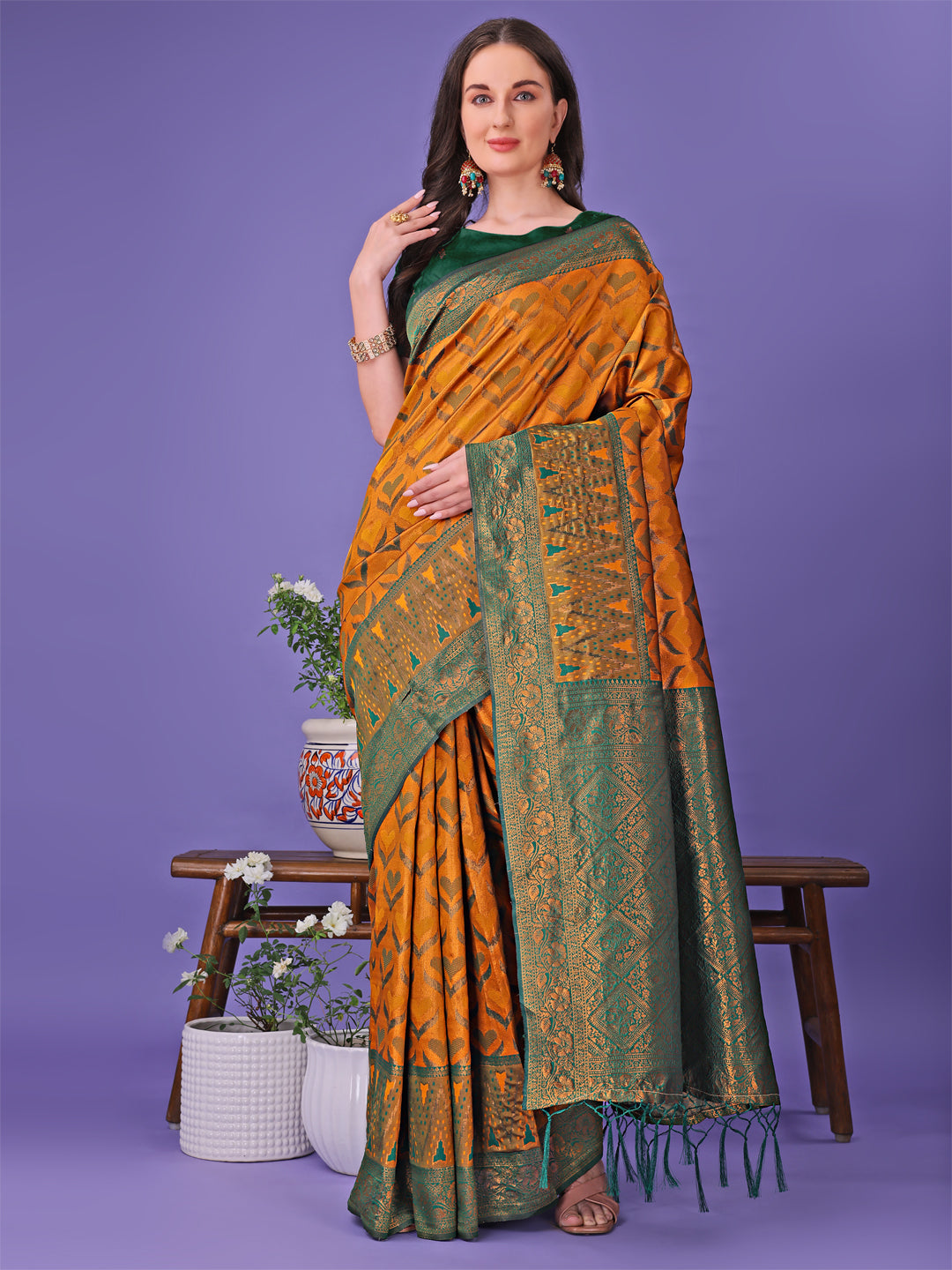 ASTITA - Radiant Lichi Silk Saree - A Touch of Royalty in Every Thread