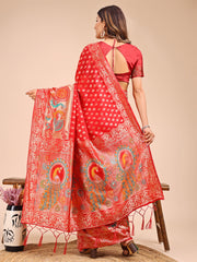 Majestic Linen Cotton Saree with Royal Peacock Pallu - A Celebration of Heritage and Grace