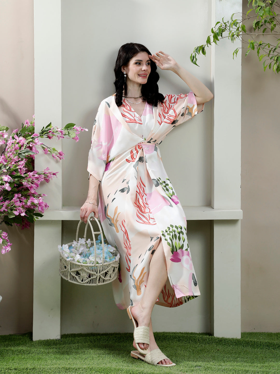 Women Floral Printed Crepe Midi Dress