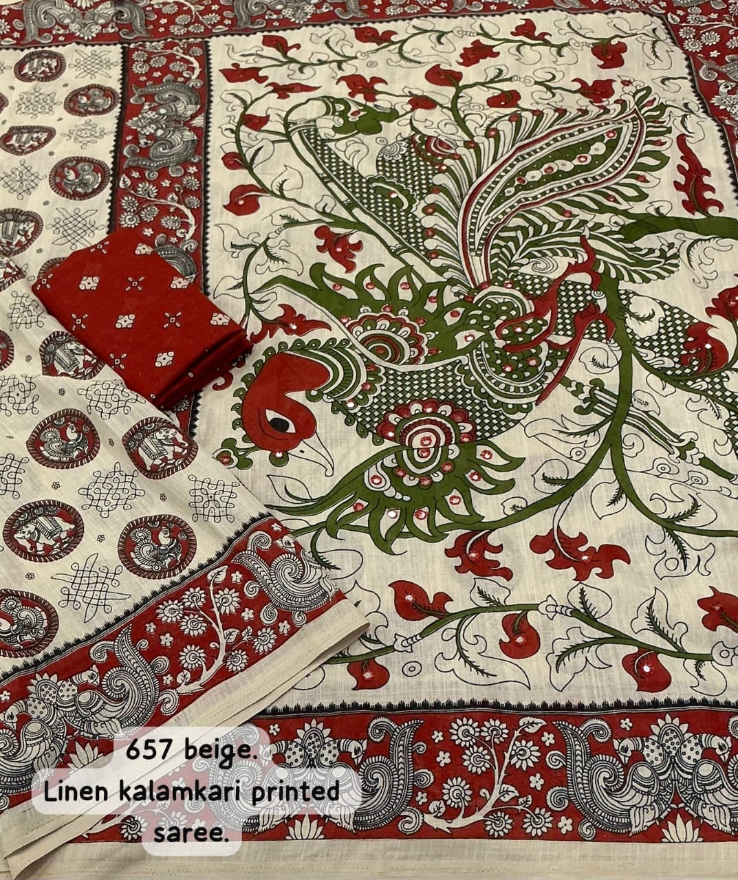 Soft linen saree with shaded style prints.