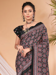 Women's Dola Silk DigitalPrint DesignerSaree With Blouse Piece