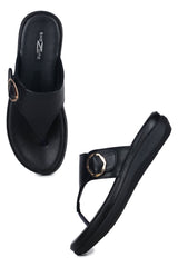 Casual Black Open Toe Flats Round Toe Slip-On Flats