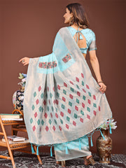 Jaquard Saree with Tassels - Radiate Soft Elegance and Timeless Beauty