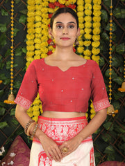 Traditional Red Art Silk Temple Border Festive Wedding Wear Saree