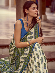 Women's Crepe Printed Designer Saree With Blouse Piece