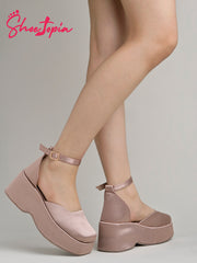 حذاء Shoetopia الأنيق باللون الخوخي الأنيق للنساء والفتيات