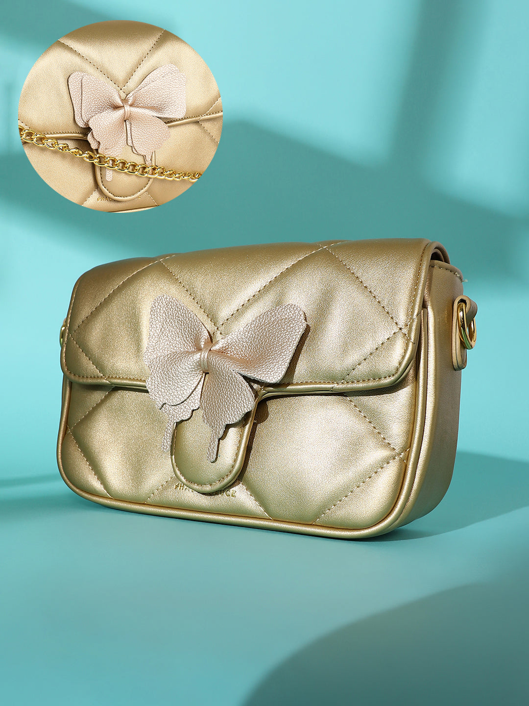 Women's The Quilted Butterfly Shoulder Bag - Antique Gold