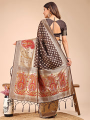 Grace in Every Thread – Sea Green & Beige Linen Cotton Saree with Royal Paisley Charm