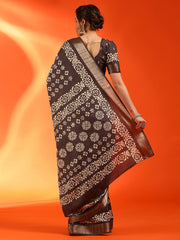 Women's Silk Blend Pink Printed Designer Saree With Blouse Piece