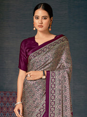 Women's Crepe DigitalPrint DesignerSaree With Blouse Piece
