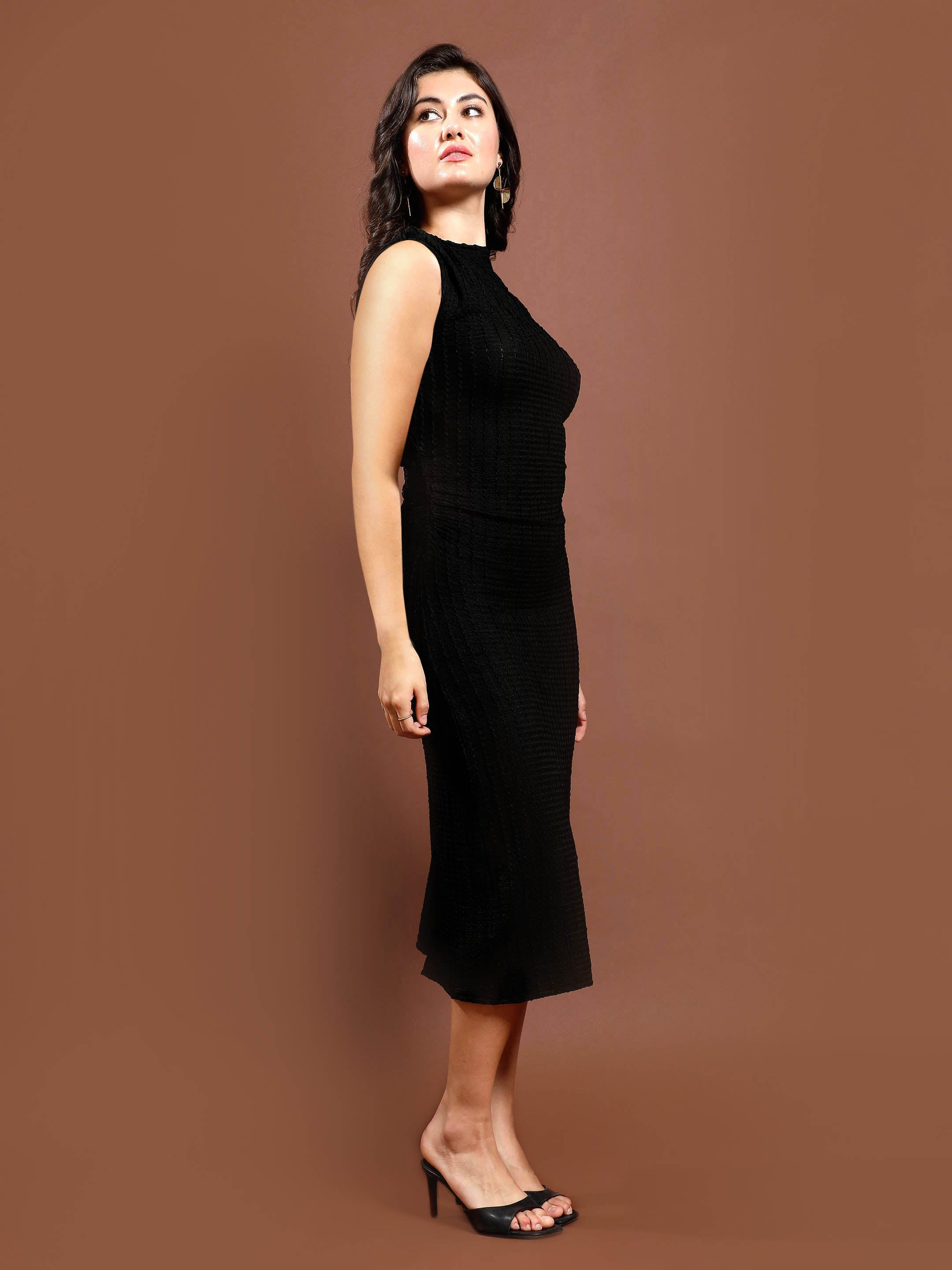Women's Solid Bodycon Midi Dress