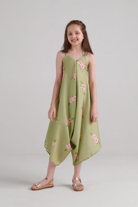 Pickle Green Palazzo Jumpsuit Kids