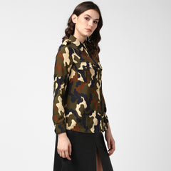 Women's Army Print Camouflage Print Shirt