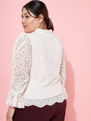 Plus Size Self Designed Tie-Ups Bell Sleeves Top