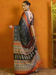 Women's Satin Printed Designer Saree With Blouse Piece
