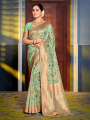 Graceful Yellow Banarasi Silk Saree with Golden Zari Woven Border & Floral Jaal – Wedding & Festive Wear