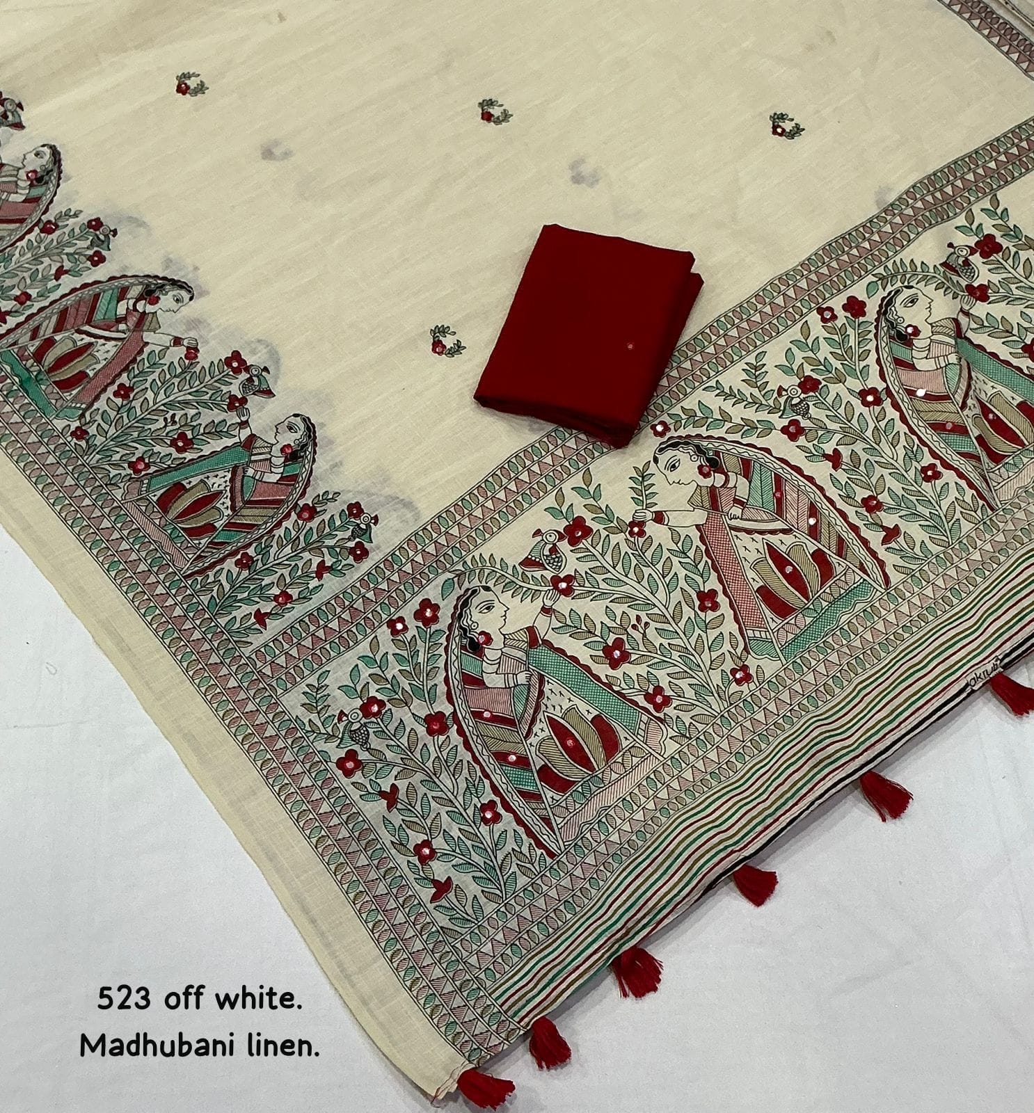 Soft linen saree with shaded style prints.