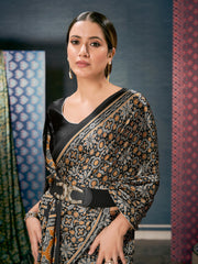 Women's Crepe DigitalPrint DesignerSaree With Blouse Piece