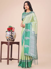Graceful Light & Dark Pink Silk Saree with Rich Woven Border & Paisley Pallu – Perfect for Festive & Wedding Wear