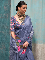 Women's Crepe Printed Designer Saree With Blouse Piece