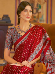 Women's Crepe Printed Designer Saree With Blouse Piece