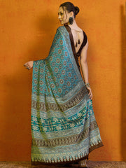 Women's Satin Printed Designer Saree With Blouse Piece