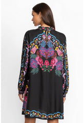 Black printed dress with pockets