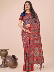 Elegant Pink Jacquard Linen Cotton Saree with Traditional Multicolor Weave & Tassel Pallu – Festive & Casual Wear for Women